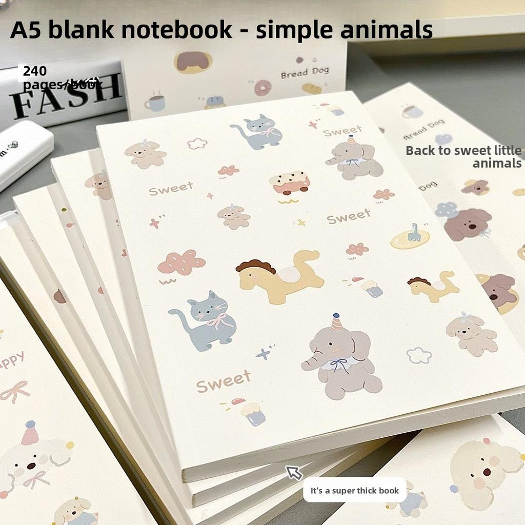 A5 Blank Book, Simple Animal High-value Milk Huhu Cute Notepad, Student Thickened Painting Notebook