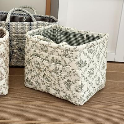 1/2pcs Floral Dirty Clothes Basket Pastoral Style Underwear Storage Basket Sundry Storage Basket Portable Storage Basket