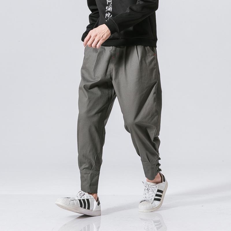 Chinese-style Men's Pants, Retro Button-up and Tight-fitting Skinny Pants, Plus-size Loose Casual Pants, Harun Trendy Fat Skinny Pants