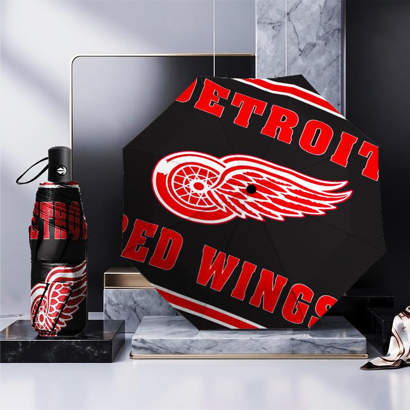 Red Wings Logo Umbrella Folding umbrella, automatic umbrella 8-Frame for Travel, camping Use Gift for Halloween Christmas