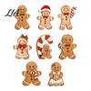 Durable Solid Wood Ornaments Christmas Wooden Gingerbread Man Decor, Rustic Gingerbread, Candy Cane House Figurines, Xmas Tabletop for Mantel