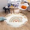 RANIBOW Print Round Rug Floor Mat Non-Slip Machine Washable Flannel Carpet for Home Living Room Kids Playmat Bedroom Floor Mat