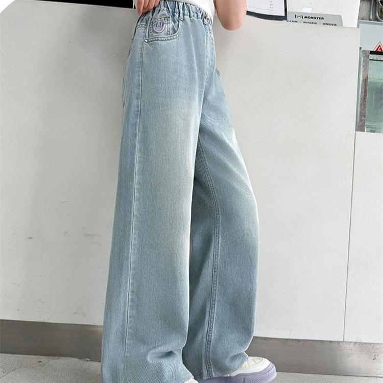 Summer Pants Thin Girls' Pants Summer Fashion Straight Leg Wide Leg Tencel Jeans