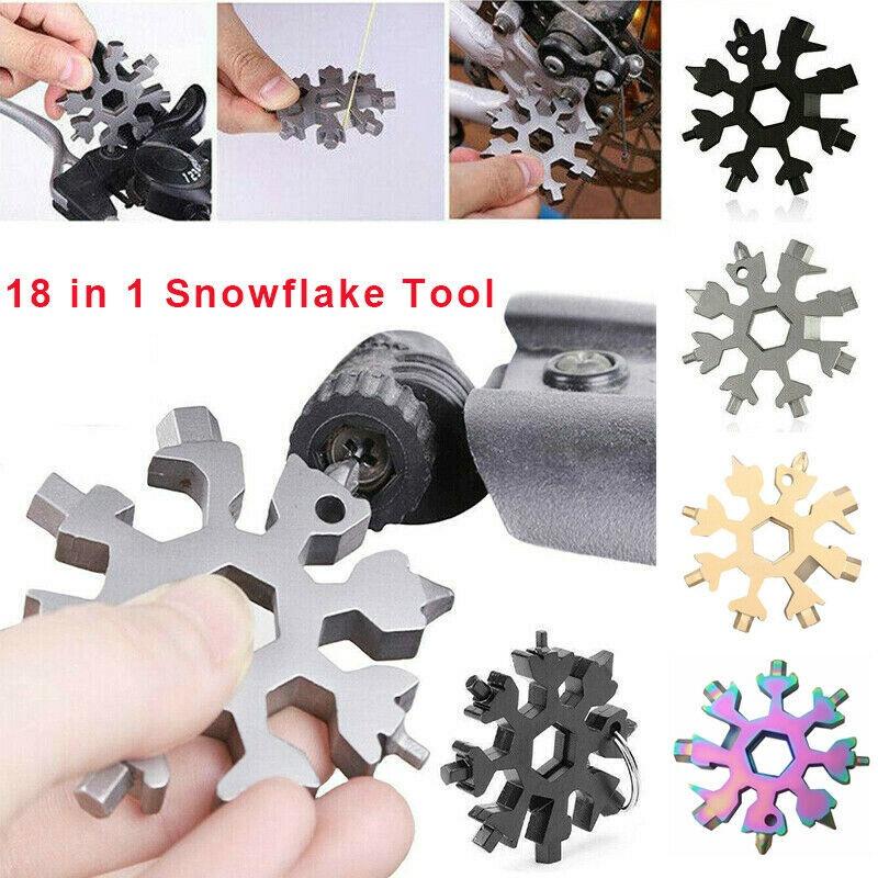 Compact And Durable 18 In 1 Snowflake Multi Tool With Convenient Key Chain Attachment