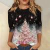 Women's Fashion Casual Christmas Printed Round Neck Long Sleeve Pullover Top