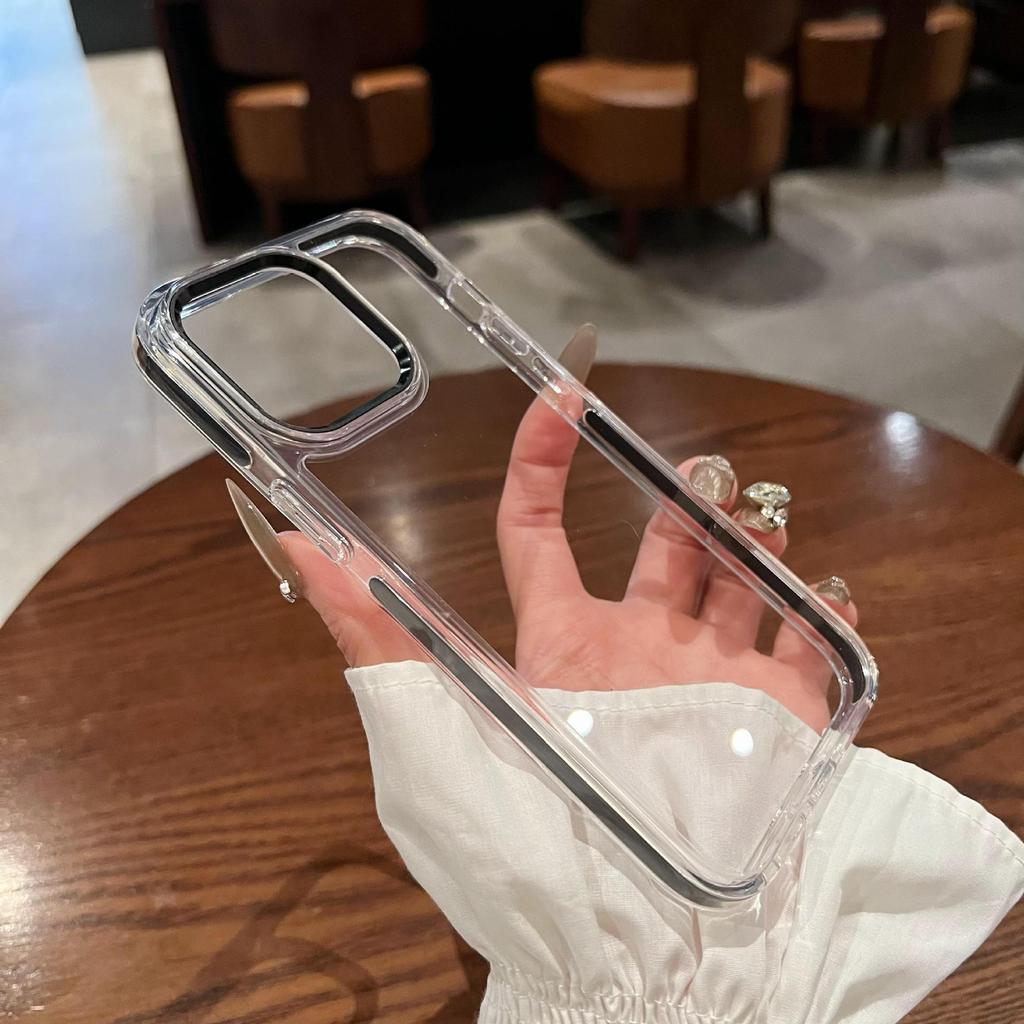 Suitable for IPhone15, High-transparency, Non-yellowing Phone Case, 14 Airbags, Anti-drop Edge Wrapping, 13Promax Metal Lens Ring