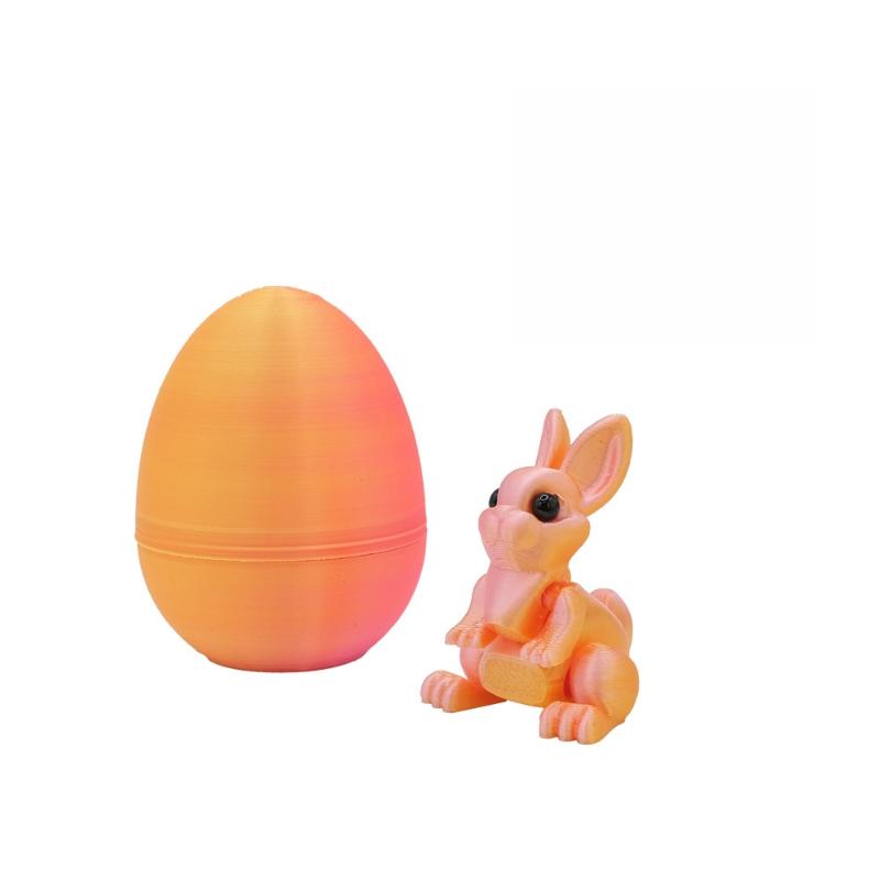 

New 2Pcs Easter Rabbit Home Desktop Decoration 3D Printed Rabbit Eggs Ornament Animal Model Happy Easter Gift For Kids