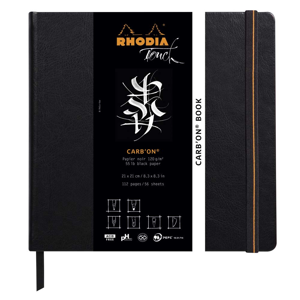 

Rhodia Touch Sketchbook, Carbon Paper, 21x21cm (Black Paper, Plain, 120g, 112 Pages) RHODIA Touch cf116117