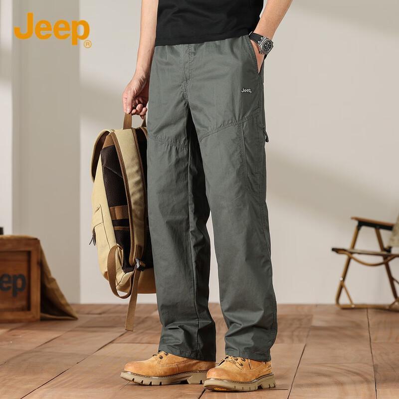 Jeep Men's Spring Autumn Straight-Leg Cargo Pants