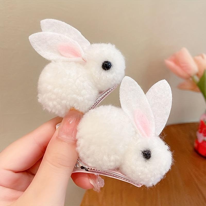 A Cute and Sweet Easter Bunny Hair Clips - Made of Feather Plush, Featuring A Warm 3D Bunny Design Suitable for Women