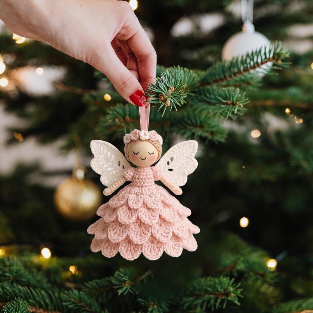 Crochet Kit Angel Ornament Handmade Christmas Beginners Complete Crochet Kit For Women Teens Kids Handicraft Lovers Home Party
