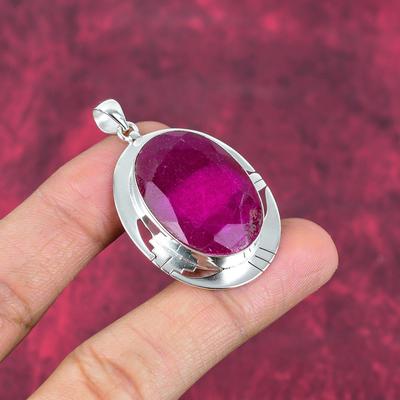 Ciondolo Rubino Gioielli con Pietre Preziose, Argento Sterling Massiccio 925 Ciondolo Fatto a Mano, Gioielli di Design Ultimo