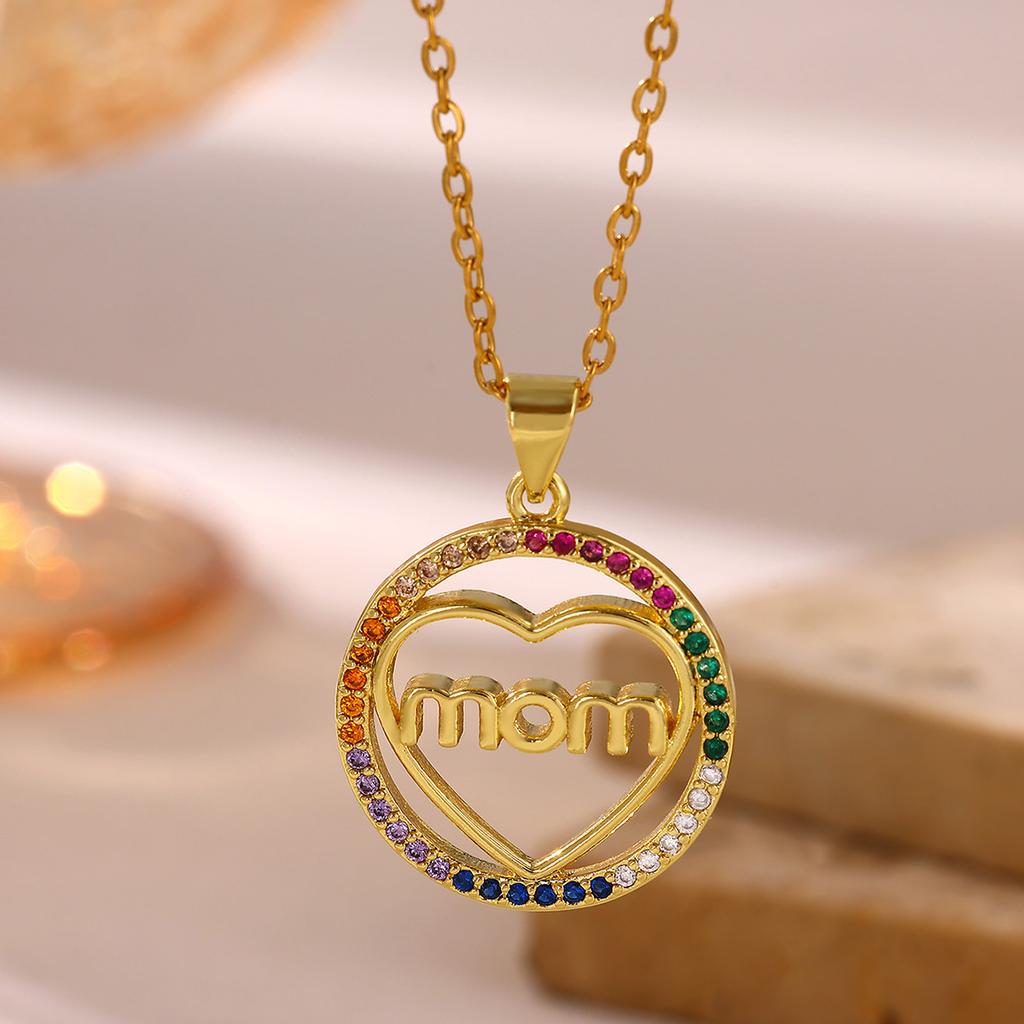 Gold Color Mom Necklace Colorful Butterfly Women Charm Red CZ Heart Musical Note Pendant Dainty Jewelry For Mather Birthday Gift