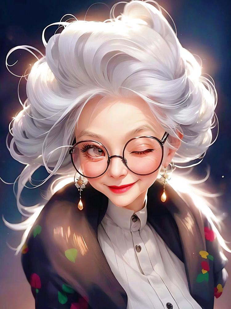 Cartoon Diamond Painting Cross Embroidery Colorful Painting Happy Grandma 5D DIY Diamond Embroidery Home Decoration