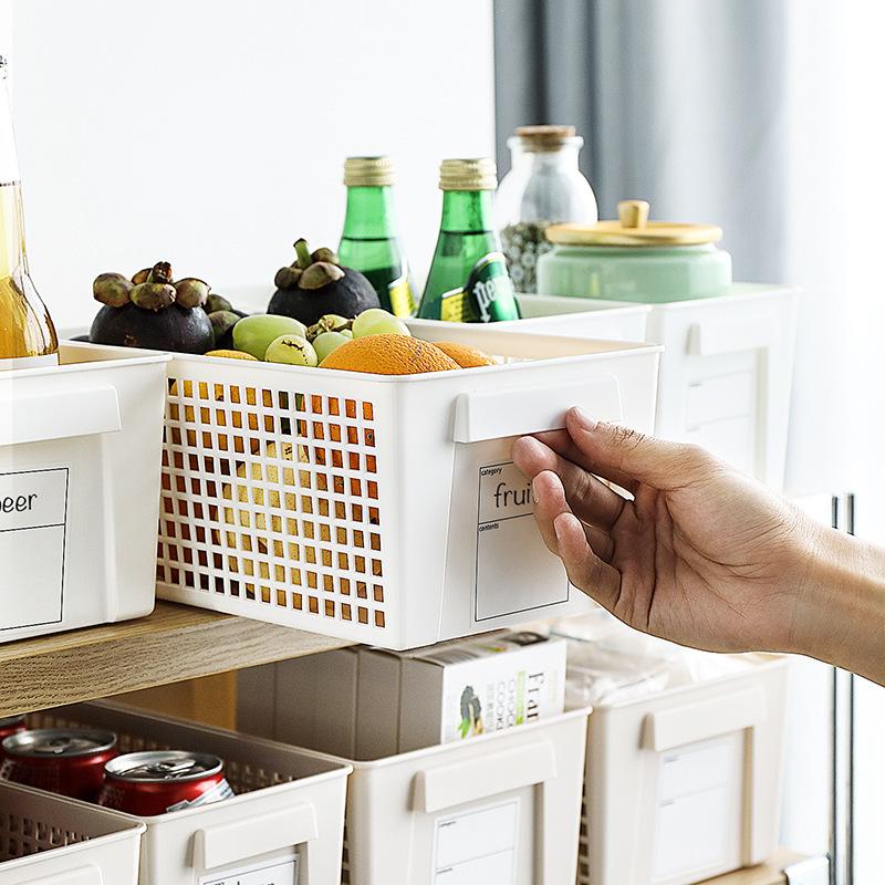 

Japanese-Style Multi-Purpose Plastic Storage Basket Rectangular Overlay Storage Basket Small Sample Sundries with Label Storage Basket