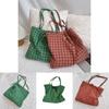 L310 Retro Plaid Canvas Bag Stylish Versatile Lightweight Shoulder Tote For Women