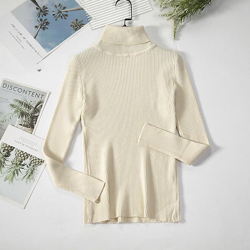 Women High Collar Sweaters Autumn Winter Slim Pullover Women Tops Casual Soft Knit Sweater Warm Turtleneck