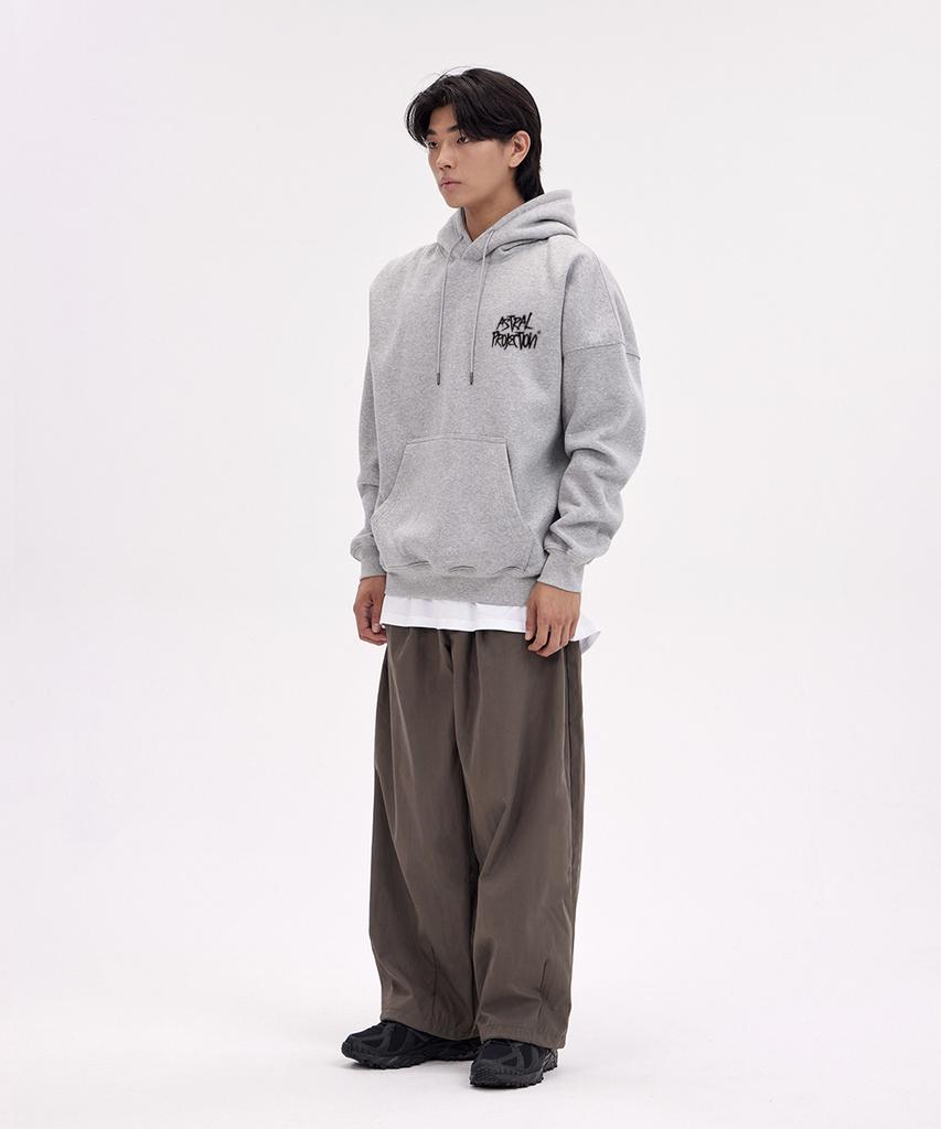Graffiti Lettering Oversized Wide Shoulder Hoodie_Melange