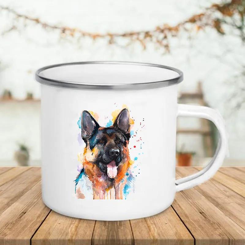 Unusual Anime Beer Funny Mug Cute Mugs Coffee Cups Watercolor Dog Enamel Mug Drinkware Original Coffee Cup Cup for Tea Travel