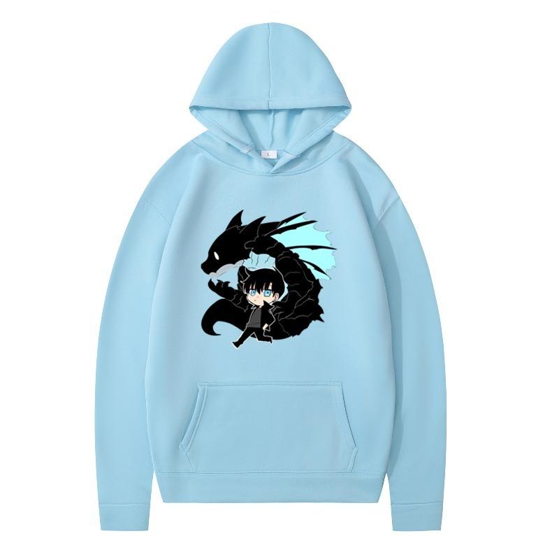 New Fashionable Hooded Sweatshirt Boys Black Dragon Printed Long Sleeved Jacket Warm Loose Winter Hoodie