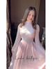 2025 European & American Style Women's Long White High-Neck Waist-Cinching Half-Sleeve Dress
