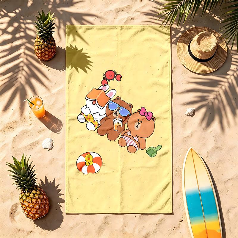 Line Friends (1) Theme Beach Towel Sand Resistant Soft And Comfortable Suitable For The Pool Camping Yoga And Diving A Travel