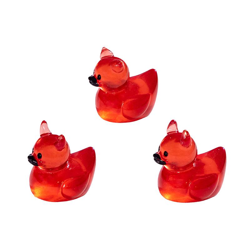 5Pcs Halloween Devil Duck Small Ornaments Gothic Punk Resin Figurines Micro Landscape DIY Home Decoration Accessories Gifts.