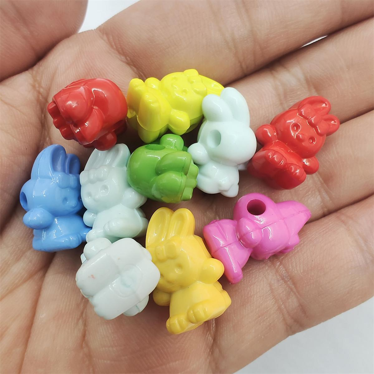 

30 шт. акриловые бусины с мультяшным кроликом, кулон с кроликом, детские ювелирные изделия, однотонные украшения для волос ручной работы, аксессуары разноцветный