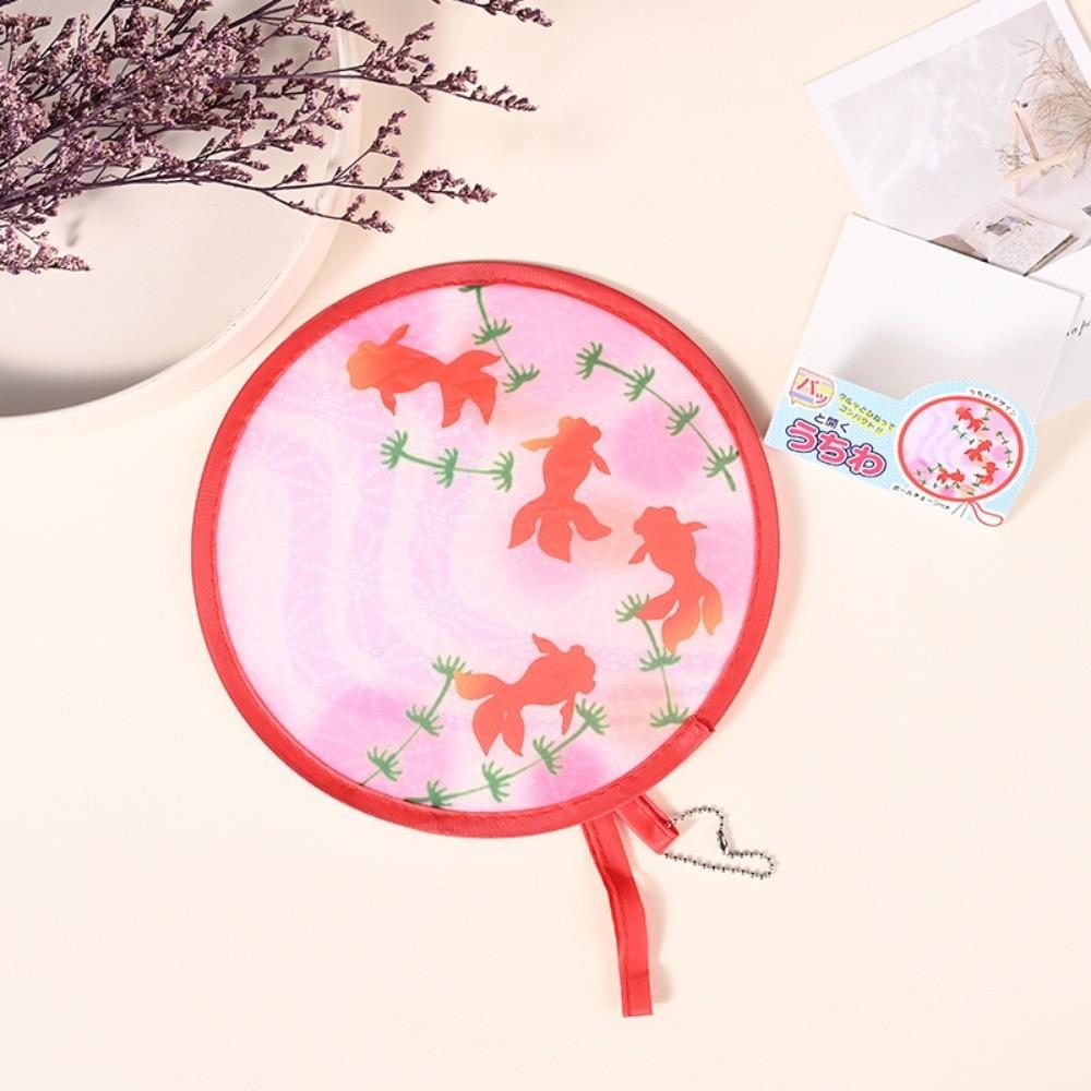 Floral Round Hand Fan Mini Pocket Cooling Fan New Handheld Folding Fan Outdoor Beach