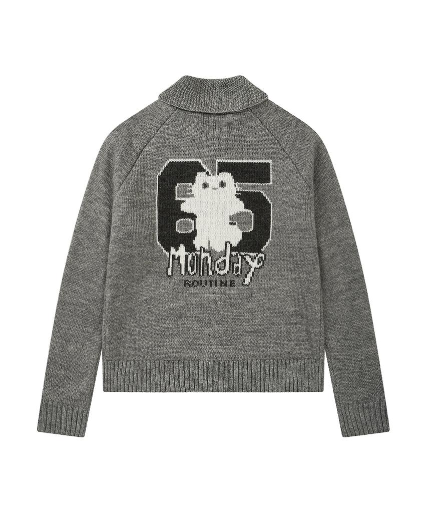 LMR Channony Wool Cowichan Knit Zip-Up Grey