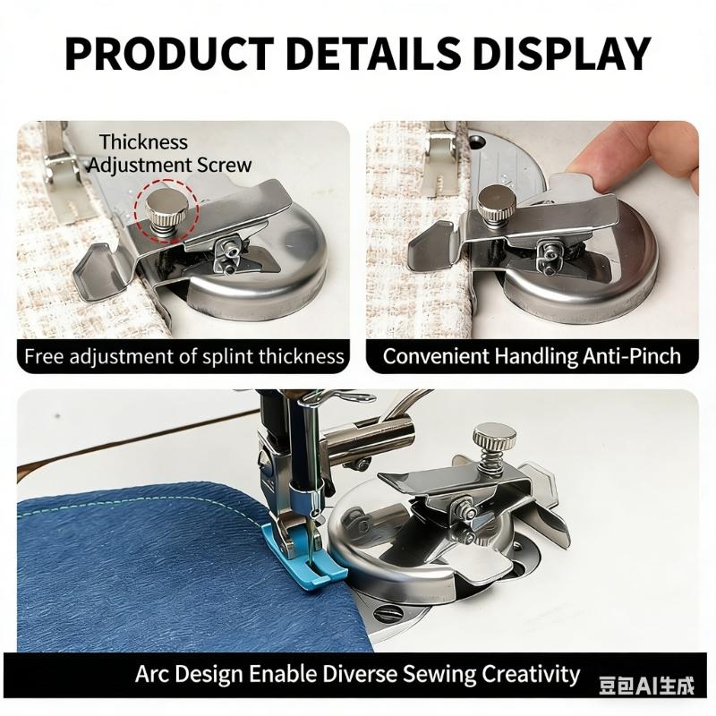 Verstellbare Dicke Nähnahtführung Kreisform Metall Magnetische Nahtführung zum Säumen Gerade/Geschwungene Nähte