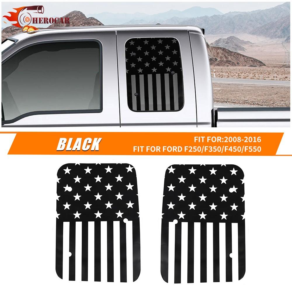 2PC Rear Window n Flag Decal Sticker for Ford F250/f350/f450/f550 2008-16