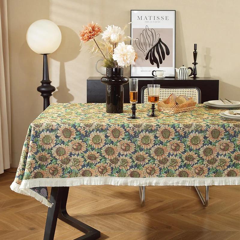 Retro Tablecloth Red Festive Jacquard Table Cloth Christmas Chunky Tablecloth Wedding Decoration Party Table Cloth Desktop Decor