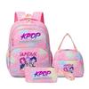 Girls' Group Printed Backpack, Teenage Girl Student Schoolbag, Children'S Large-Capacity Schoolbag Three-Piece Set