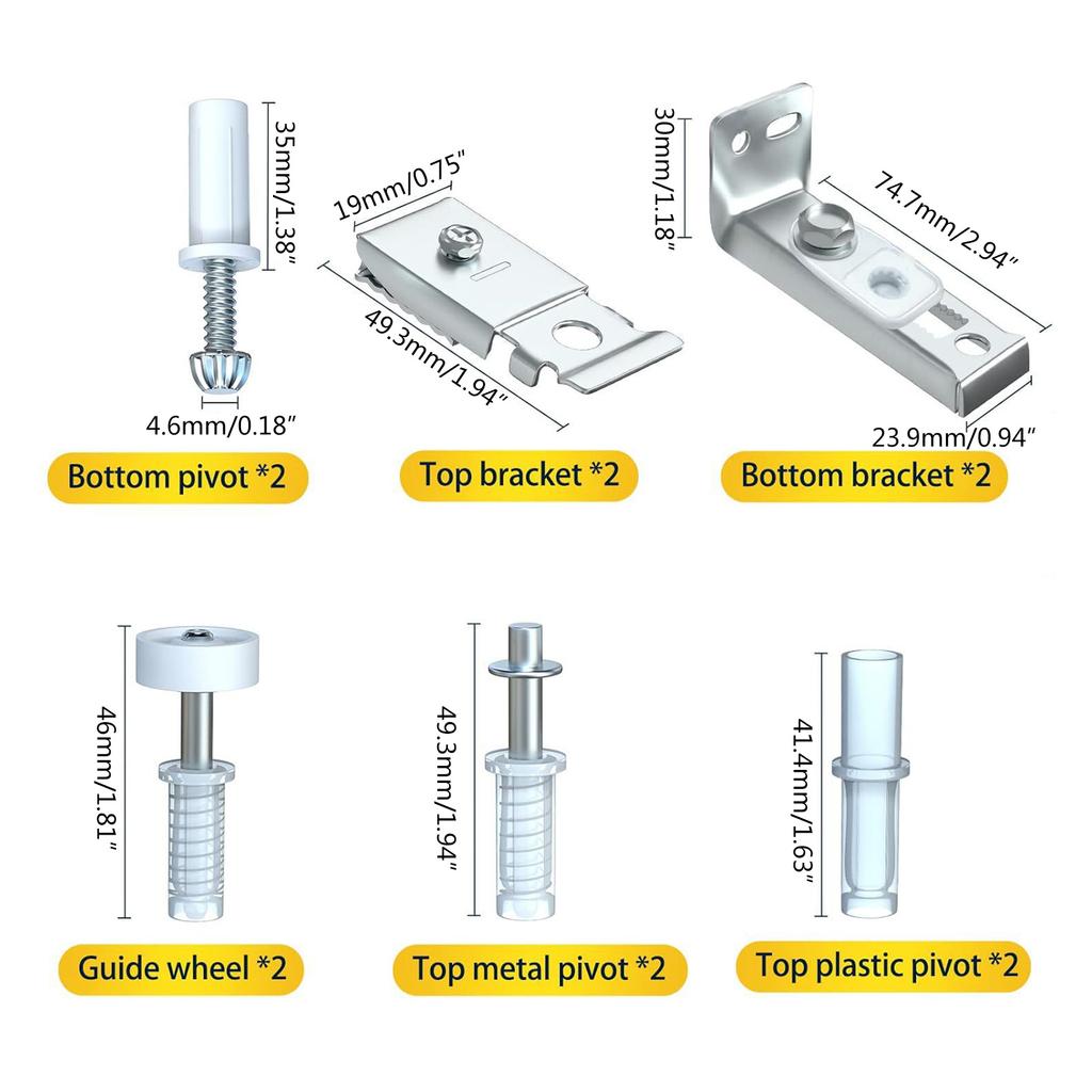 Convenient Set of 20 Accessories Stainless Steel & Nylon Door Hardware Set 20pcs/set for Double Folding Door Repairs