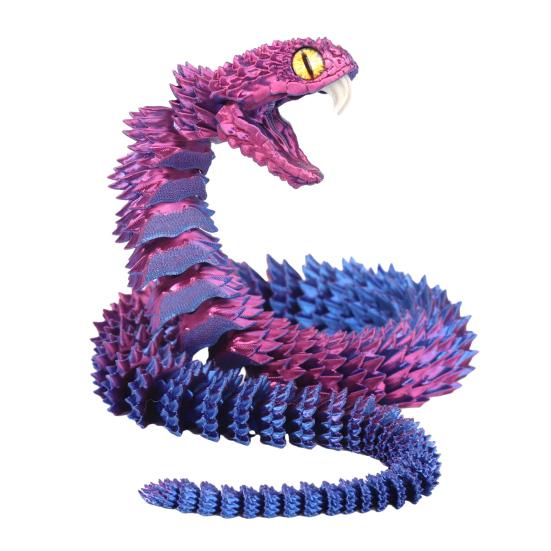 3D Printed Snake Articulated Toy, Flexible Jointed Serpent Figurine, Realistic Fidget Stress Reliever for Adults, Office Desk Decor Gift