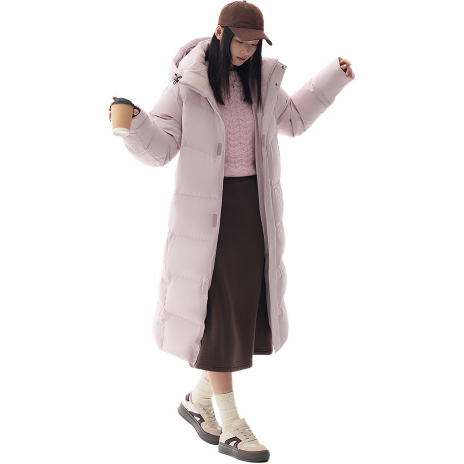 Anta Cappotto Lungo con Cappuccio Imbottito in Piumino d'Anatra Caldo Veloce Unisex Capospalla Rosa Minerale 972448902-4