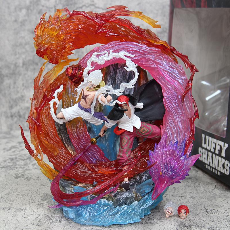 One Piece Luffy & Shanks Nika Form Anime Figure Statue Collectible.