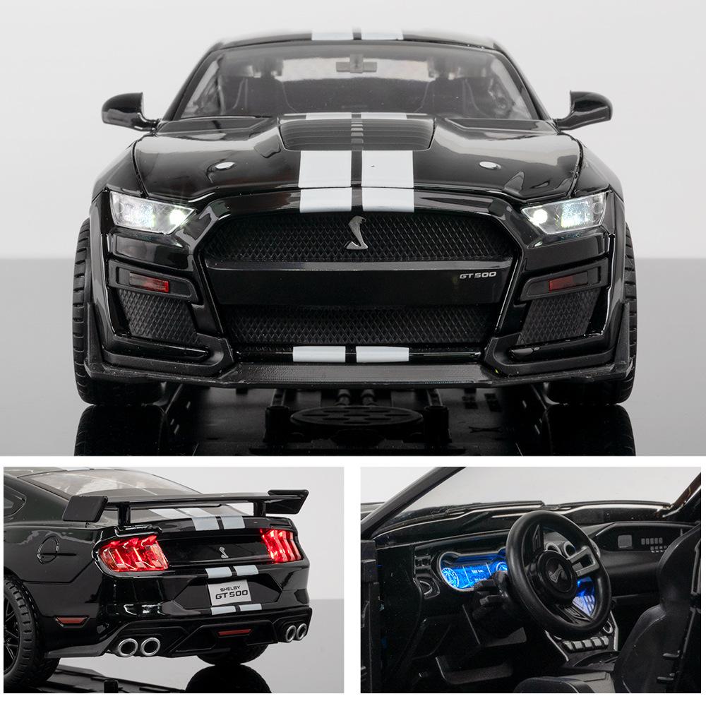 Stor størrelse 1/18 Fullskala Mustang GT500 legering støpt sportsbilmodell 4 dører åpningsbar metall kjøretøy Barn gutt leketøy gave display ornamenter
