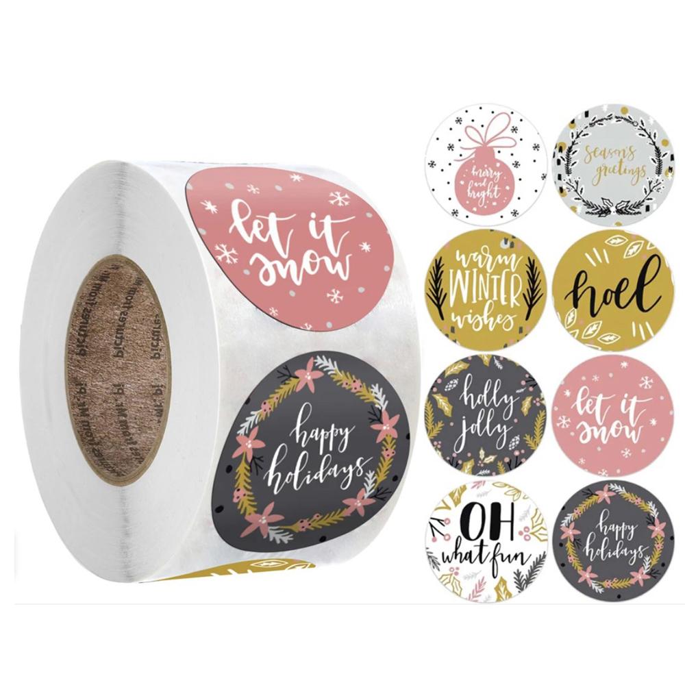 500pcs/roll 1.5inch Santa Claus Merry Christmas Stickers Gift Sealing Label Holiday Decor Baking Envelope Cute Stationery