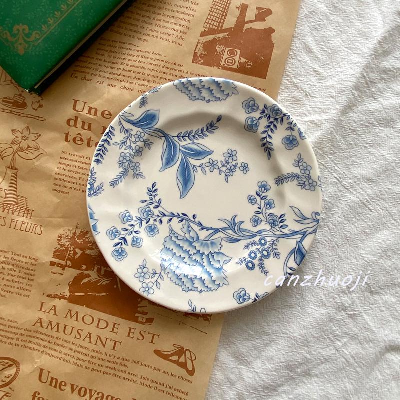 European High-Value Dinnerware Set: Underglaze Color Plate, Deep Plate, Cereal Bowl, Cup & Saucer for Desserts & Steaks.