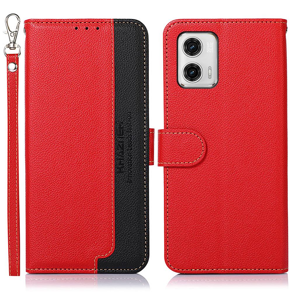 KHAZNEH For Motorola Moto G73 5G RFID Blocking Phone Case Litchi Texture Stand Wallet Phone Leather Cover