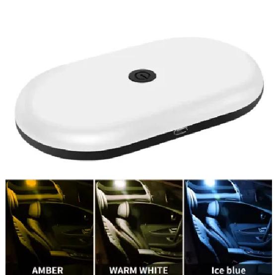

Car Roof Light Interior Lighting Magnetic Ceiling Atmosphere Light Reading Light Cabinet Bedroom Lighting Wireless USB Charging white- ice blue