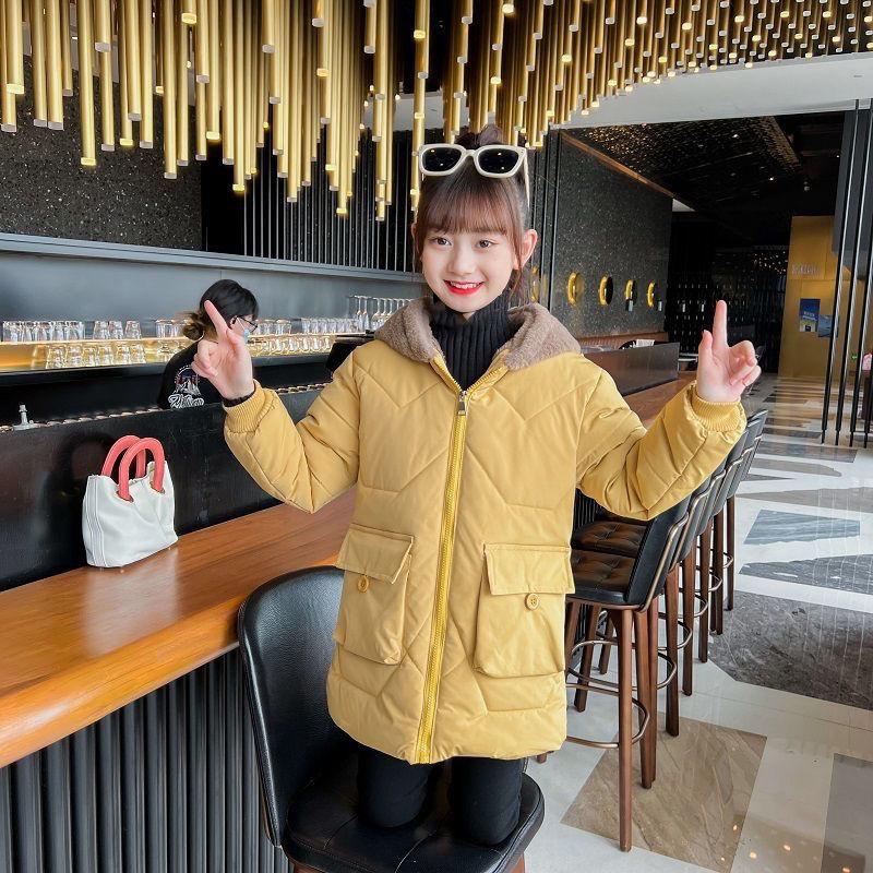 Winter Thicken Girls Jacket Fashion Warm Long Parkas Hooded Outerwear Kids