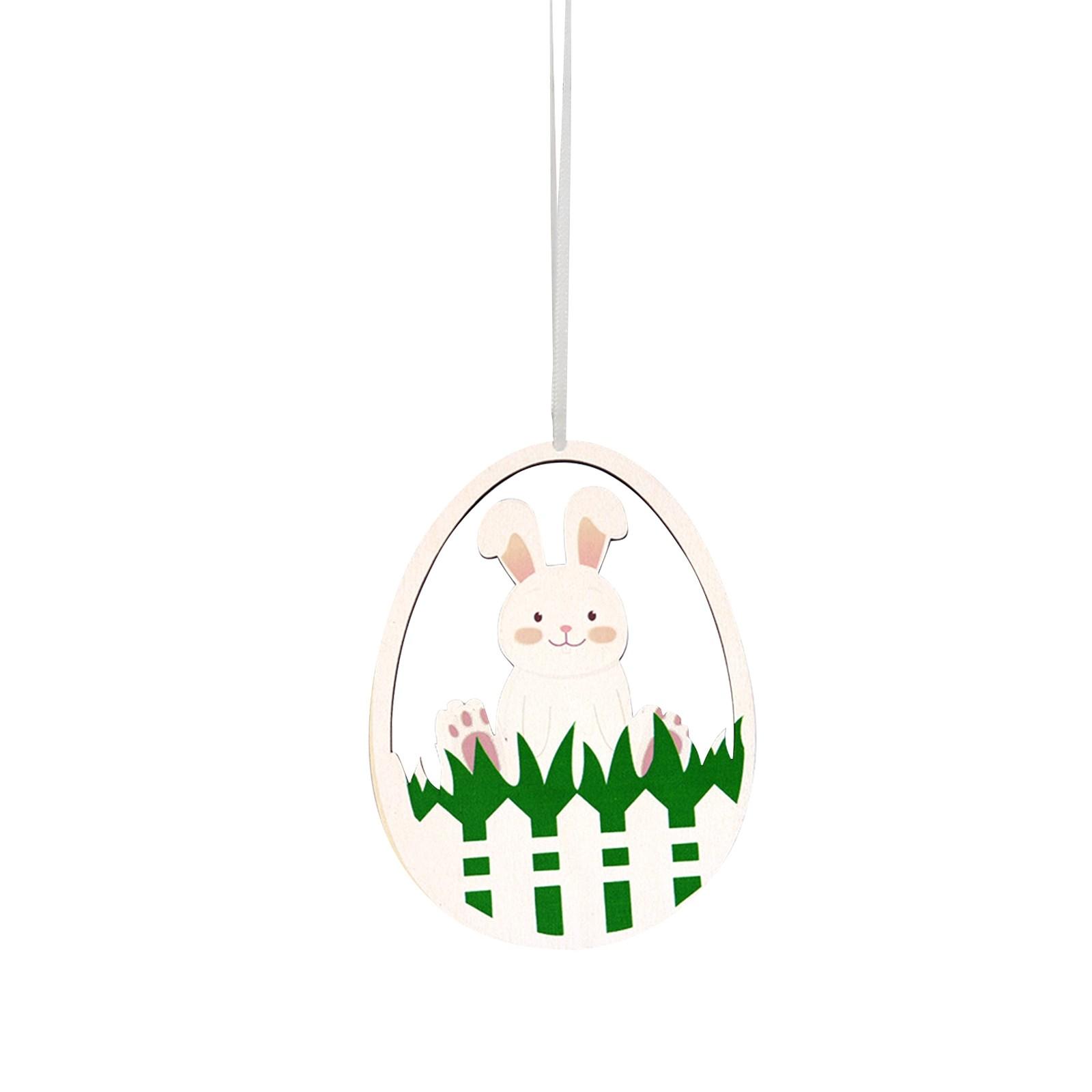 

Easter Decoration Pendant Wooden Pendant Arrangement Hollow Easter Egg Wooden Plaque Pendant білий