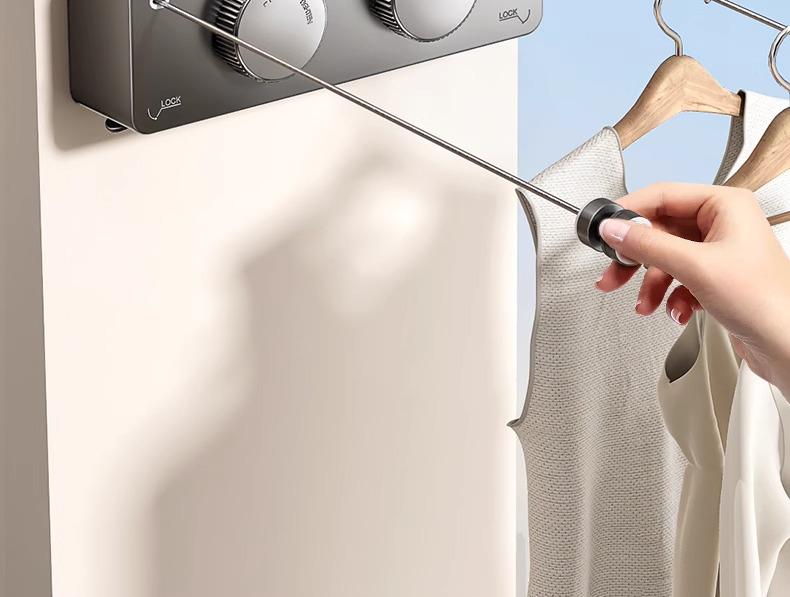 Retractable Invisible Indoor Clothesline - No-Punch Bathroom or Balcony Steel Wire Drying Rack