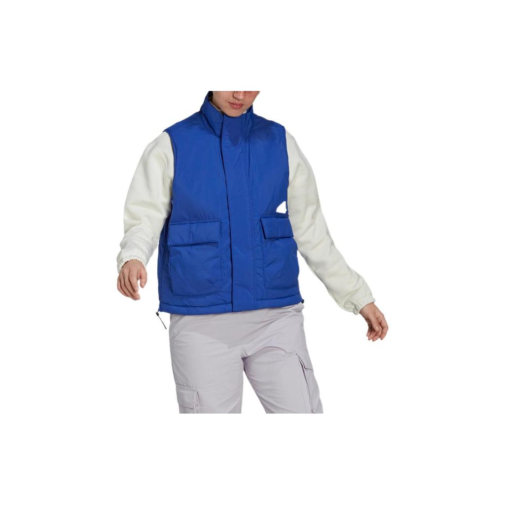 Adidas New Puffer Vest With Printed Logo And Zippered Stand-Up Collar Women Vest Blue HM2903