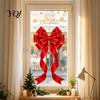 Static Glass Stickers Sticker, Christmas Theme Bow Pattern Print, Removable Reusable Decals Electrostatic PVC Film for Home And Store Doors