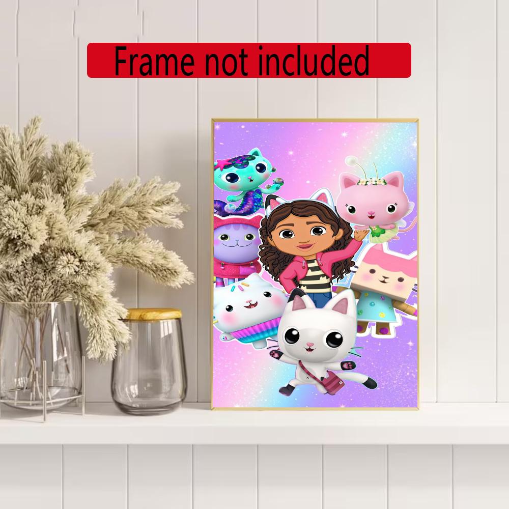 Cartoon Cute Gabbys Style 5D Diamond Painting Round Diamond Rhinestones Mosaic Diamond Embroidery Wall Paintings Rhinestones Gift Frameless