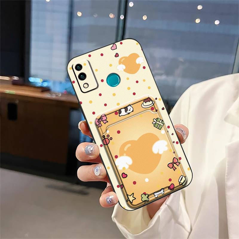 Cute TPU Phone Case For Huawei Honor 9X Lite Graffiti Full Wrap Card Sleeve Back Cover Cover Card Slot Dirt-resistant